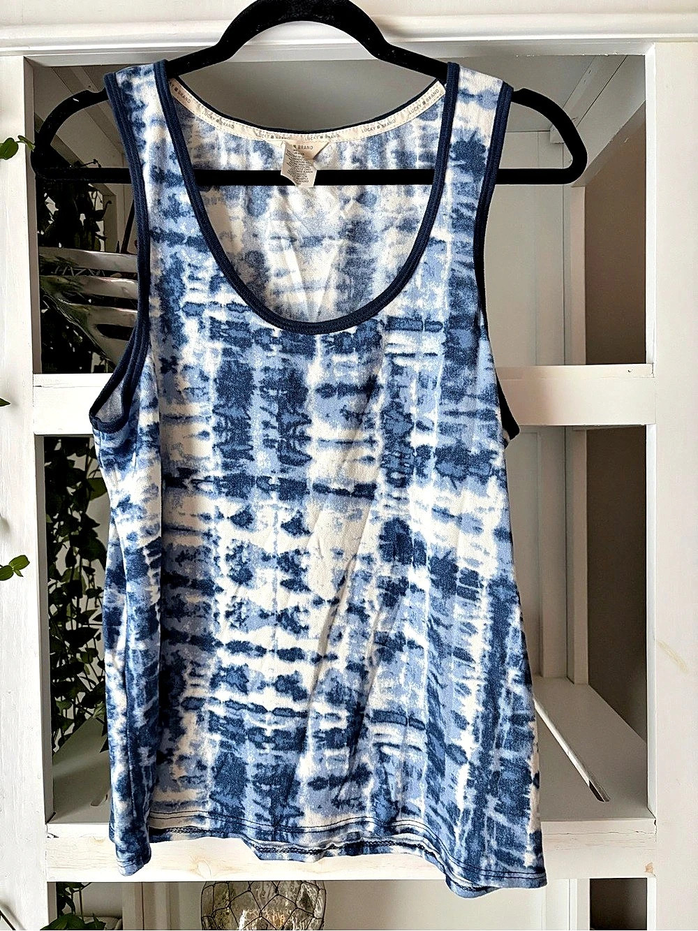 Lucky Brand Tie-Dye Tank Top in Blue & White